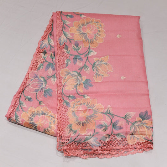 Semi Tusser Light Pink Saree - Vaishali Silks