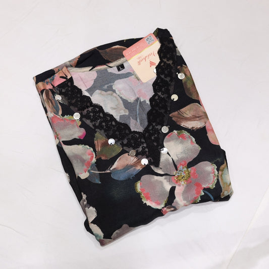 Muslin Black Kurtiset - Vaishali Silks