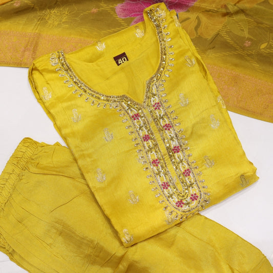 Banaras Yellow Kurtiset - Vaishali Silks