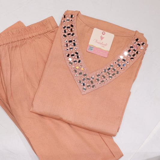 Cotton Peach Kurtiset - Vaishali Silks