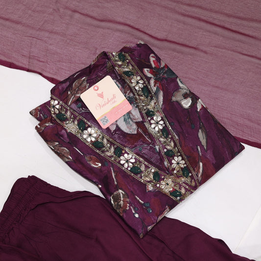 Muslin Darkpurple Kurtiset - Vaishali Silks