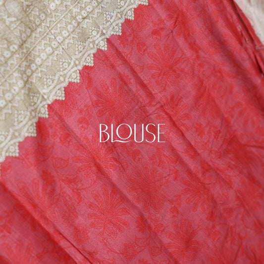Red Fancy Semi Tusser Saree - Vaishali Silks