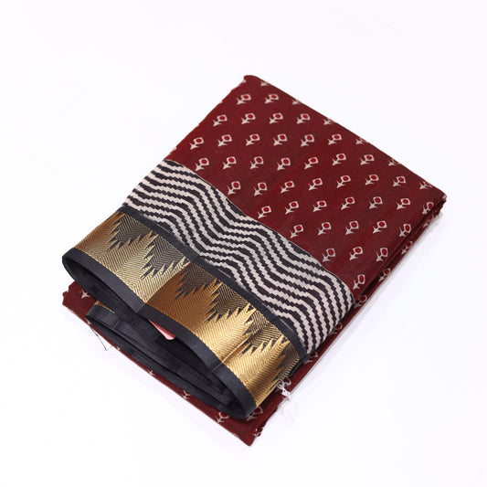 Maroon Chanderi Saree - Vaishali Silks