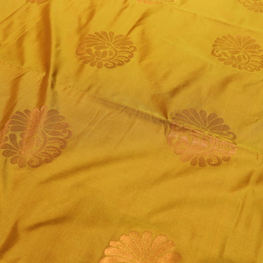 Semi Soft Silk Saree Mustard With Green - Vaishali Silks