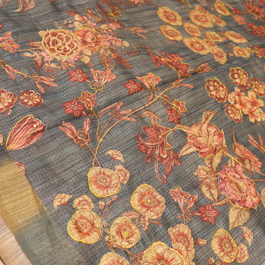 Semi Tussa Green Colour - Vaishali Silks