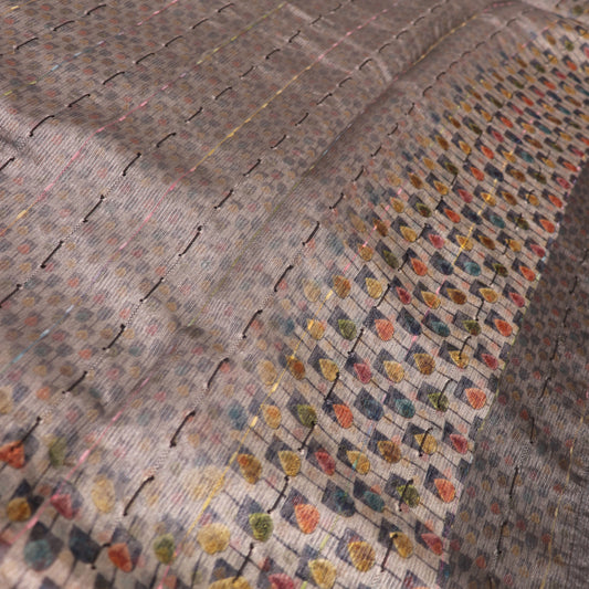 Semi Organza Gray Colour - Vaishali Silks