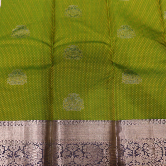 pure Silk Sare Green With Blue Colour - Vaishali Silks