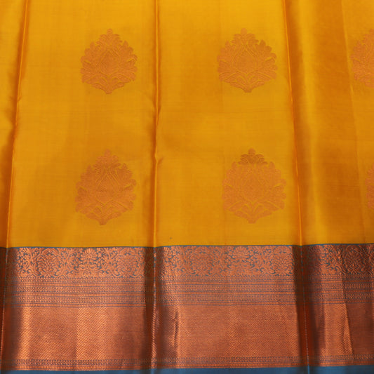 pure Silk Sare Yellow With Blue Colour - Vaishali Silks