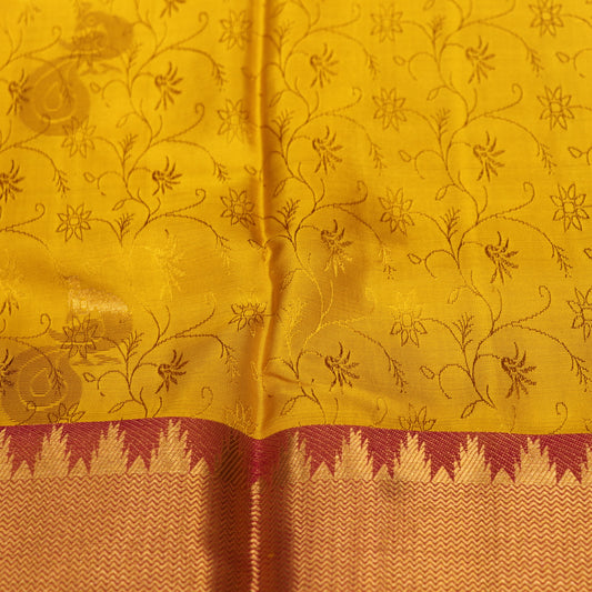 Pure Silk Saree Yellow with Red  Colour - Vaishali Silks