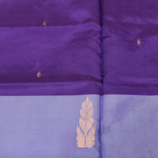 Banana Silk Saree (WITHOUT BLOUSE) Blue With Violet - Vaishali Silks