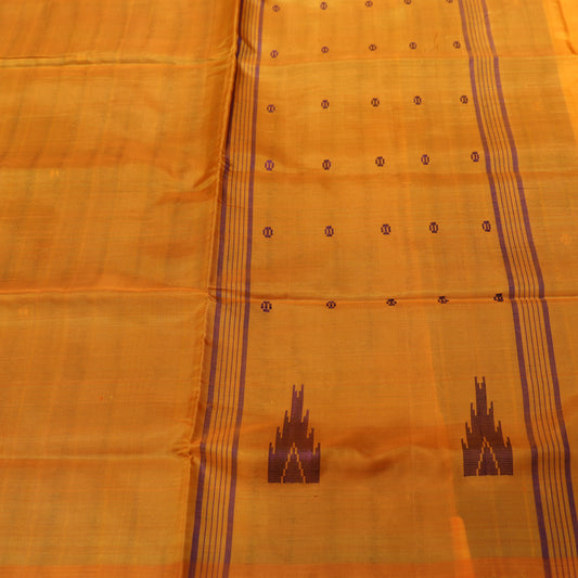 Banana Silk Saree blue with Yellow - Vaishali Silks