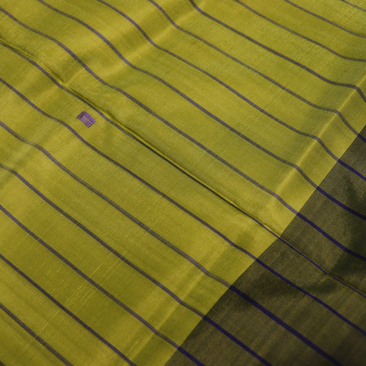 Banana Silk Saree (WITH OUTBLOUSE) Green With Black - Vaishali Silks