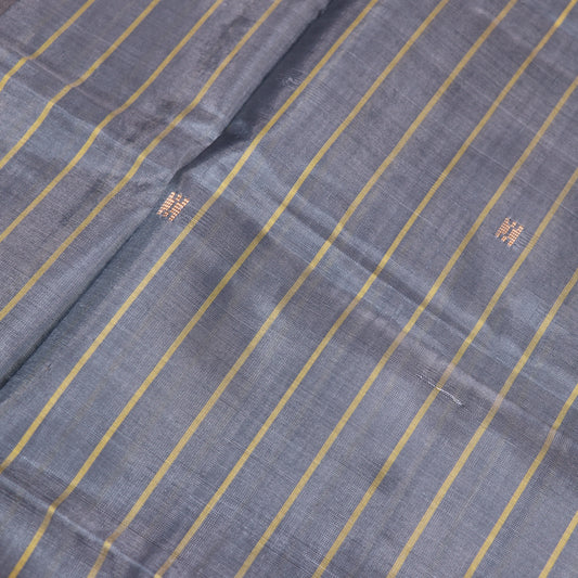 Banana Silk Saree (WITH OUTBLOUSE) Black With Gray - Vaishali Silks