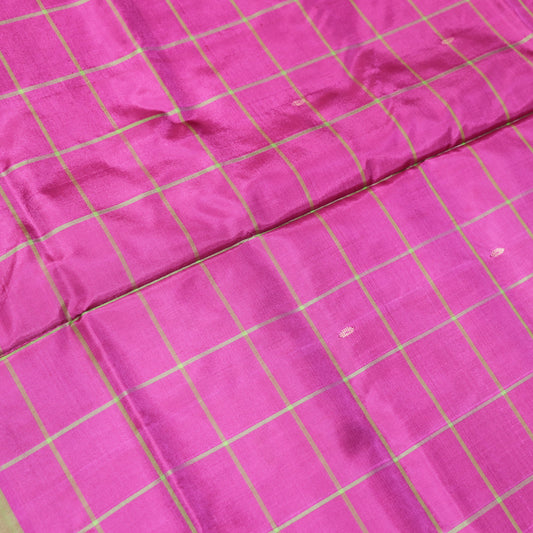 Banana Silk Saree (WITH BOUSE) Pink With Green - Vaishali Silks