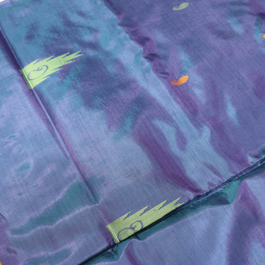 Banana Silk Saree (WITH BOUSE) Peacock Blue WIth Green - Vaishali Silks