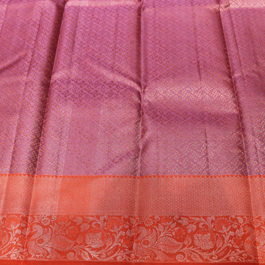 Pure Silk Saree Lavendar With Orange Colour - Vaishali Silks