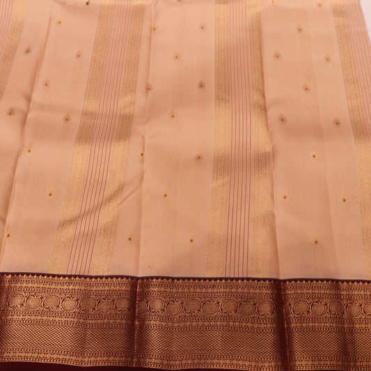 Pure Silk Saree Sandel  with Meron Colour - Vaishali Silks