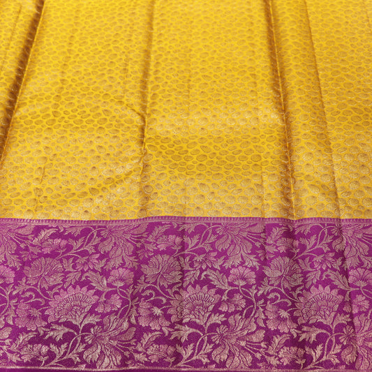 Pure Silk Saree   Mustered With Violet - Vaishali Silks