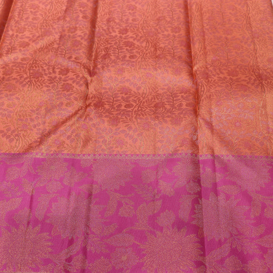 Pure Silk Saree   Peach With  Pink Colour - Vaishali Silks