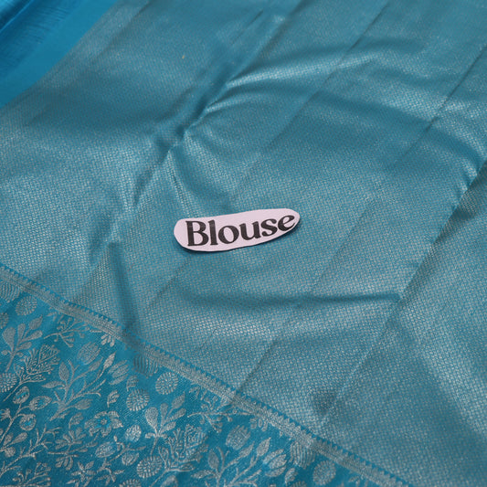 Pure Silk Saree   Green With Blue  Colour - Vaishali Silks