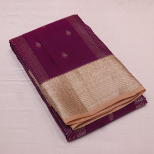 Pure Silk Saree   violet with Sandal Colour - Vaishali Silks