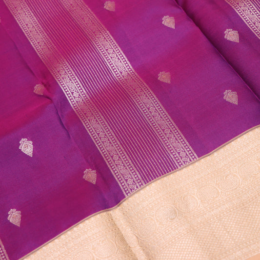 Pure Silk Saree   violet with Sandal Colour - Vaishali Silks