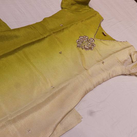 Kurti Set Green  With HAlf White - Vaishali Silks