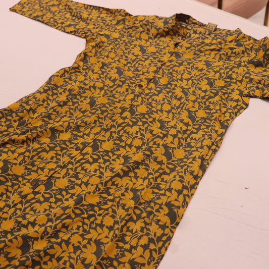 Kurti Set Mustard  With Grey - Vaishali Silks