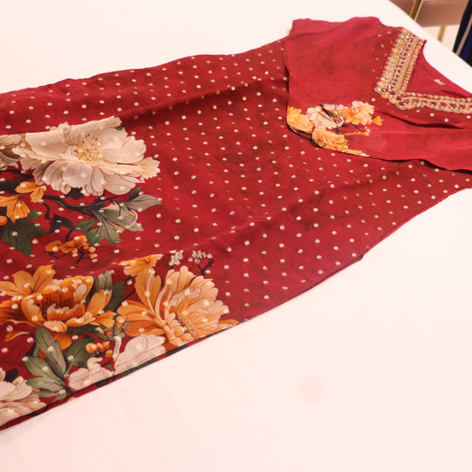 Kurti Set Meroon Colour - Vaishali Silks