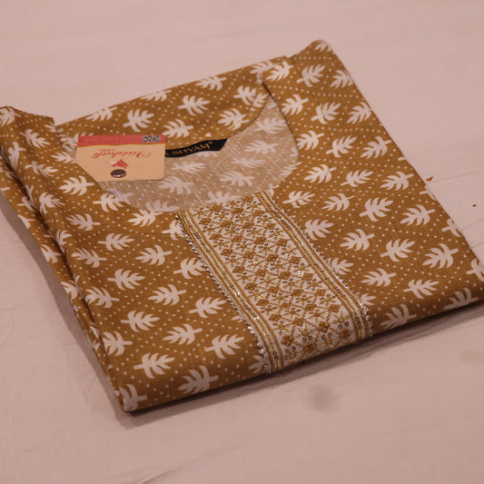 Kurti Set SandelWith White Colour - Vaishali Silks