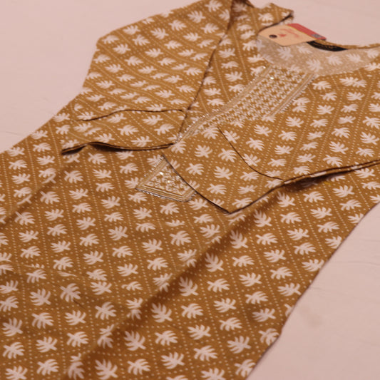 Kurti Set SandelWith White Colour - Vaishali Silks