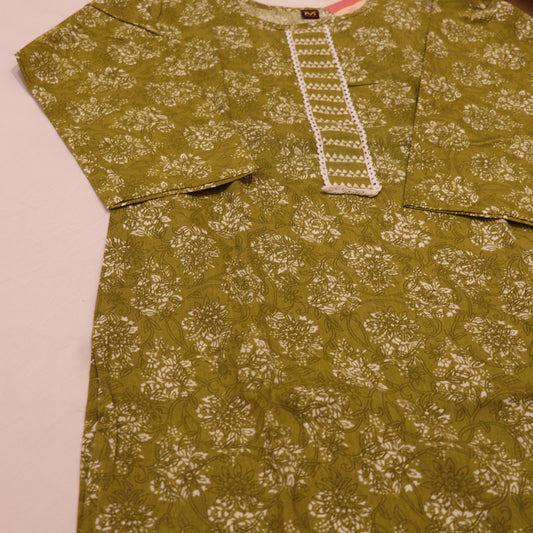 Cotton Kurti Green Colour - Vaishali Silks