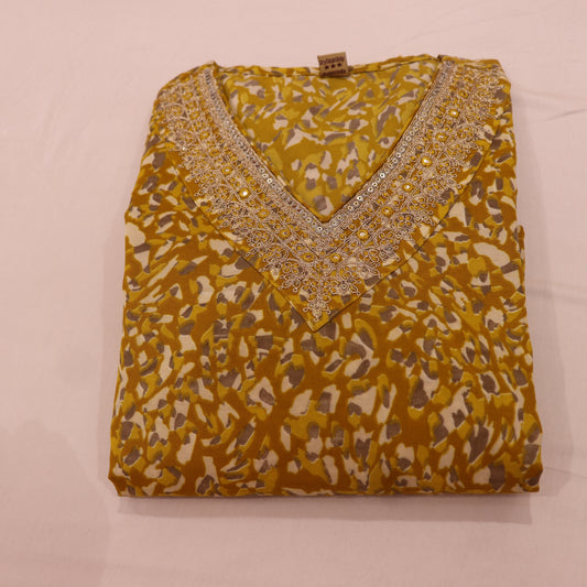 kurti Set  Mustered Colour - Vaishali Silks