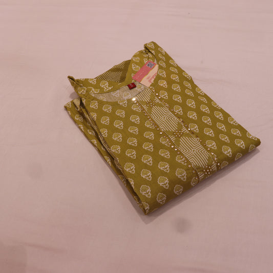 Kurti Set Olive  Green Colour - Vaishali Silks