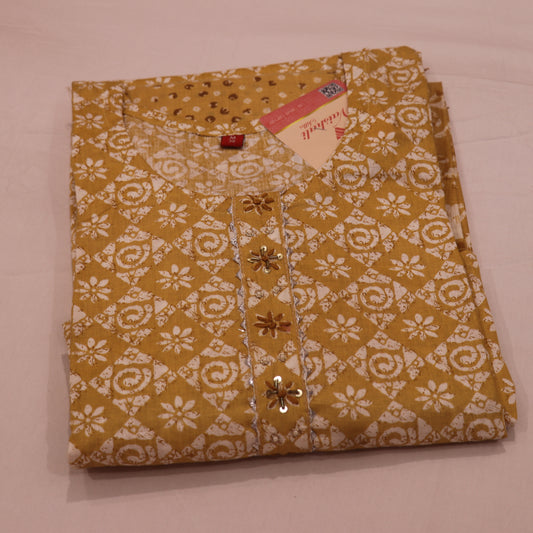 Kurthi Set Mustard  colour - Vaishali Silks