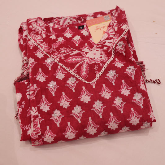 Kurti Set Dark Pink  colour - Vaishali Silks