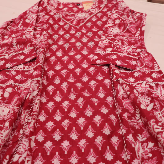 Kurti Set Dark Pink  colour - Vaishali Silks