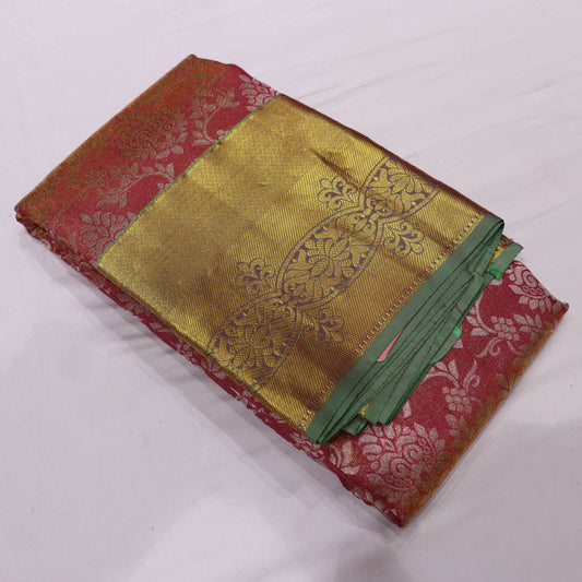 Pure Silk Pink With Green Colour - Vaishali Silks