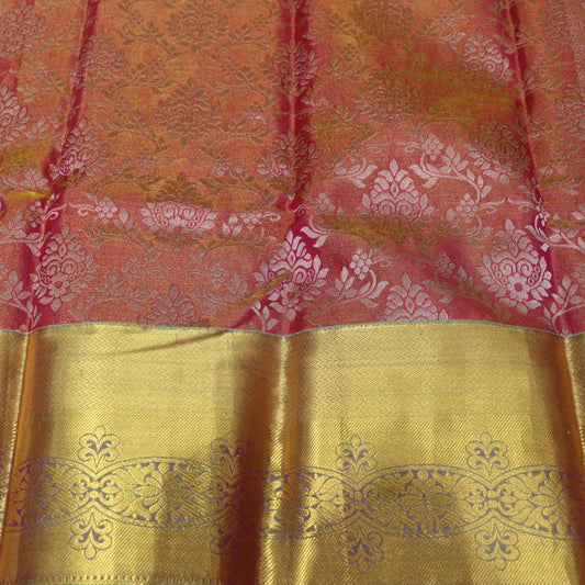 Pure Silk Pink With Green Colour - Vaishali Silks