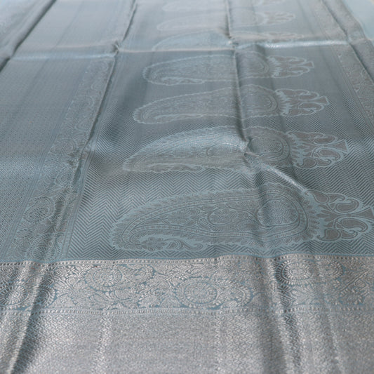 Pure Silk Saree Ice Blue Colour - Vaishali Silks