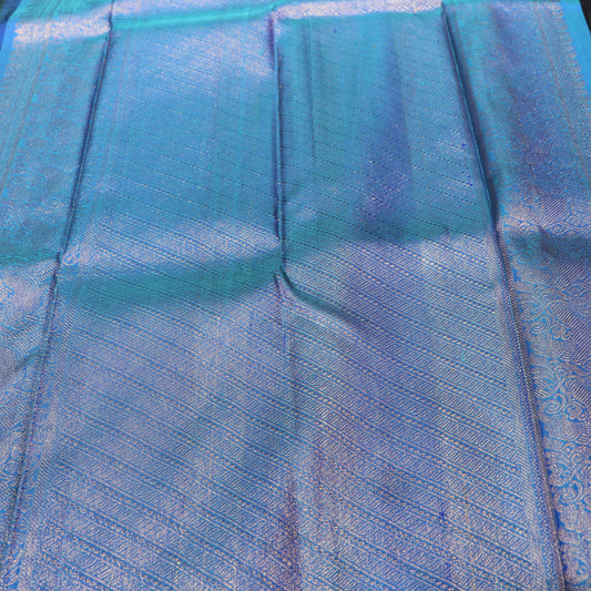 Pure silk   Black  with Blue Colour - Vaishali Silks