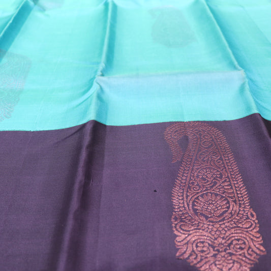 Pure silk Blue With Dark Vilote Colour - Vaishali Silks