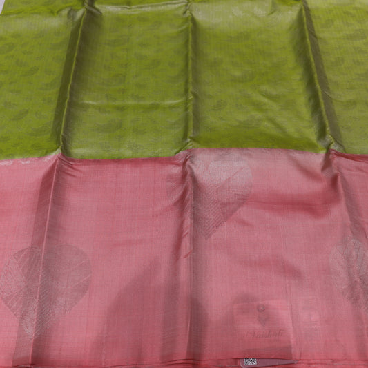 Pure Silk Saree Green With Peach Colour - Vaishali Silks
