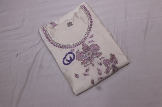 Kurtie Set white Colour With lavendar