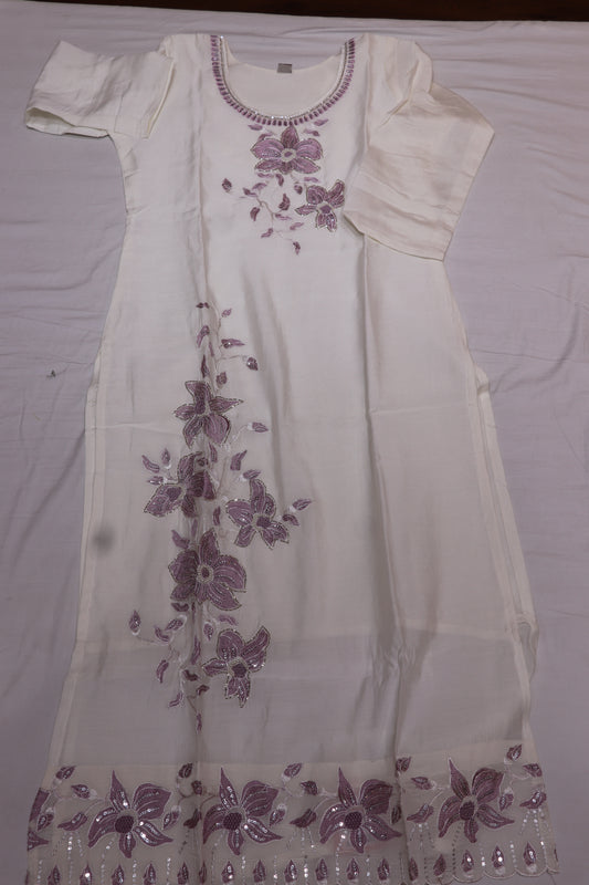 Kurtie Set white Colour With lavendar