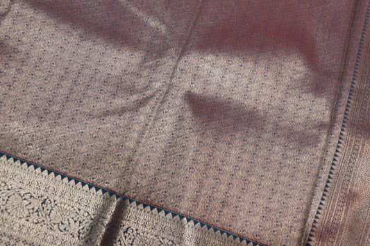 Silk Saree B;ue With violet