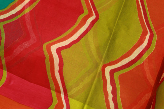 Pure  Cotton Pink With Green Saree - Vaishali Silks