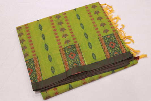 Pure  Cotton Green Saree - Vaishali Silks