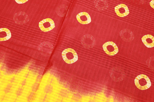 Pure Cotton Yello With Red Saree - Vaishali Silks