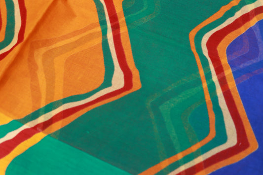 Pure Cotton  Red  With Green Saree - Vaishali Silks